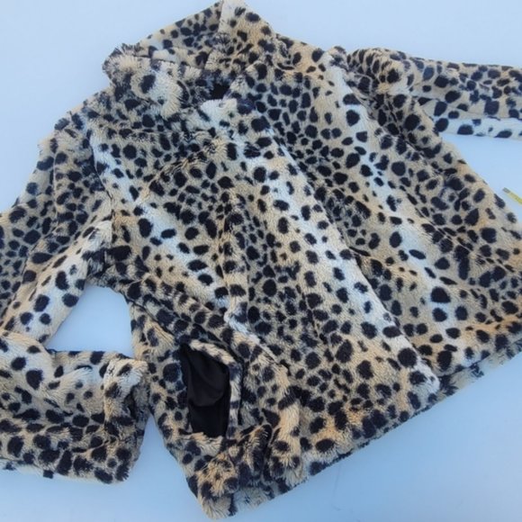 WILD PEARL Leopard Print Faux Fur Jacket Size Large - Picture 4 of 9